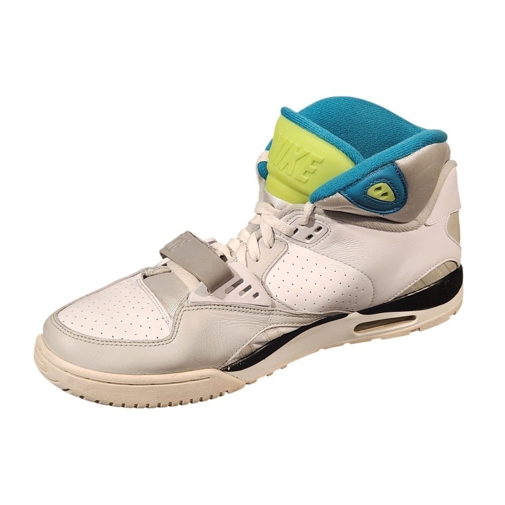 Nike Air Strap Mid Shoes Mens Size 11 White Teal Volt Retro Training Sneakers